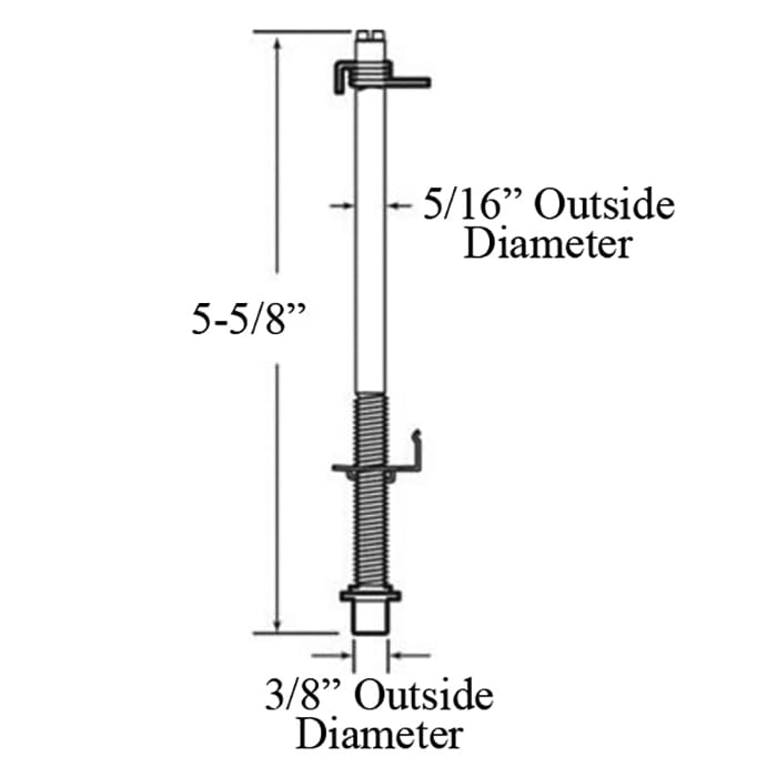 Slimfold Bottom Threaded Pivot Rod 5/16 diameter Pin - Slimfold Bottom Threaded Pivot Rod 5/16 diameter Pin