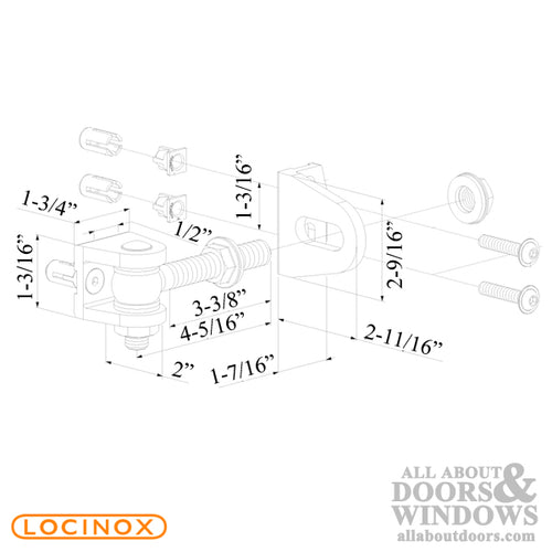180 Degree Locinox Bolt-On 4D Adjustable Hinge - 180 Degree Locinox Bolt-On 4D Adjustable Hinge