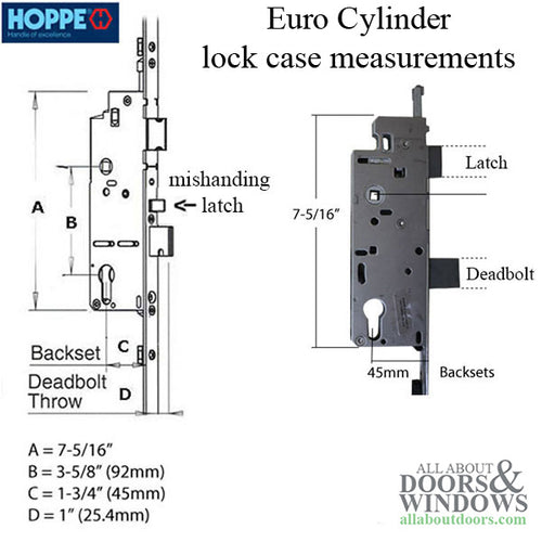 Hoppe HLS9000 Multipoint Lock Manual Tongue Gear 45mm Backset 92mm PZ 1 Inch Deadbolt Throw 36 Inch Handle Height - Hoppe HLS9000 Multipoint Lock Manual Tongue Gear 45mm Backset 92mm PZ 1 Inch Deadbolt Throw 36 Inch Handle Height