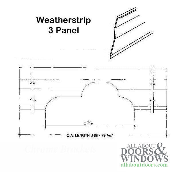 Weatherstrip 3 Panel LH Operating Lock Stile - Gray - Weatherstrip 3 Panel LH Operating Lock Stile - Gray