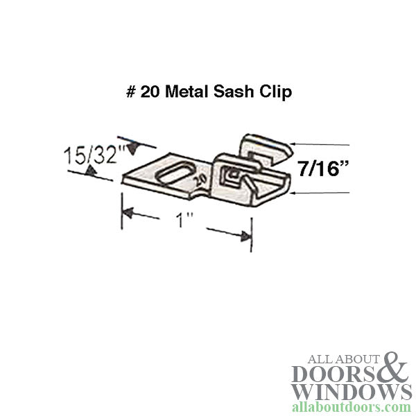 Sash Clip, Metal Bracket, 1 x 15/32 x  7/16,  # 20 - Sash Clip, Metal Bracket, 1 x 15/32 x  7/16,  # 20