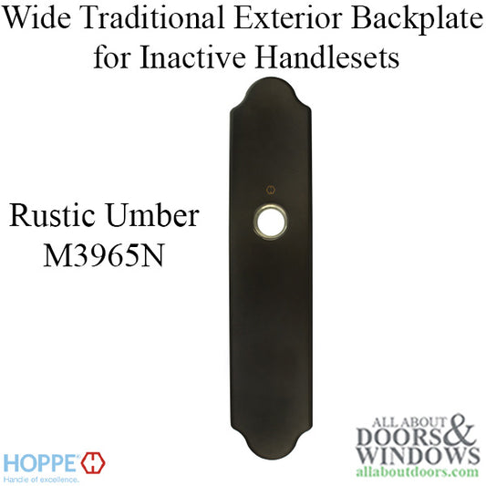 HOPPE Wide Traditional Exterior Backplate M3965N for Inactive Handlesets - Rustic Umber