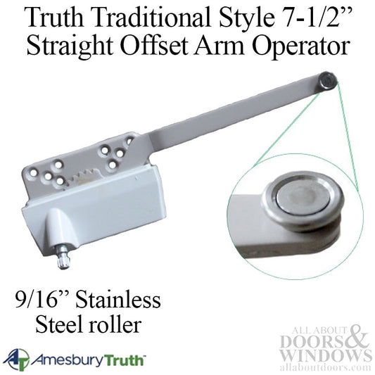 Truth Traditional 7-1/2" Straight Offset Arm, Metal Stainless Steel Roller, Right Hand