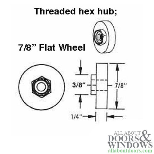 roller, 7/8 x 1/4 Flat nylon Bearing wheel, Shower door - sold in pairs - roller, 7/8 x 1/4 Flat nylon Bearing wheel, Shower door - sold in pairs