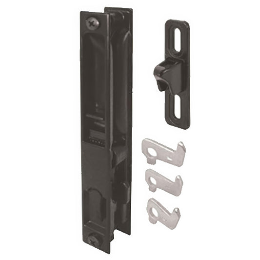 Handle Set Flush Type with Reversible Latch Hooks 6-5/8 Inch Hole Center Black Finish