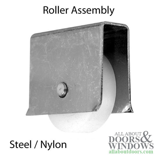 Roller Assembly (Flat) 9/16" Dia - Sliding Windows, Showcase / Storm - Steel / Nylon.