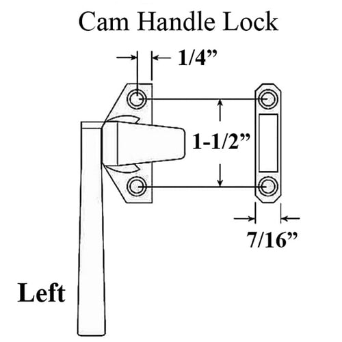 Cam Handle for Hopper Window, Low Profile, Left Hand- Choose Color - Cam Handle for Hopper Window, Low Profile, Left Hand- Choose Color