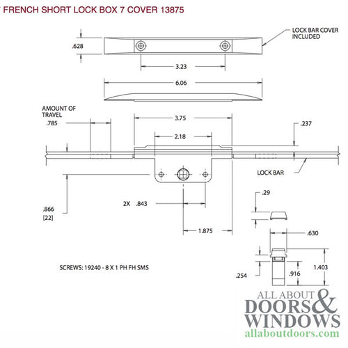 Truth 13875 Short Lock Box for French Casement Push Out Window - ZYD - Truth 13875 Short Lock Box for French Casement Push Out Window - ZYD