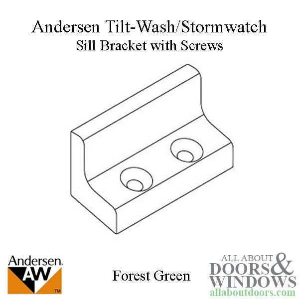 Andersen Tilt-Wash/Stormwatch Sill Bracket w/ Screws - Forest Green - Andersen Tilt-Wash/Stormwatch Sill Bracket w/ Screws - Forest Green