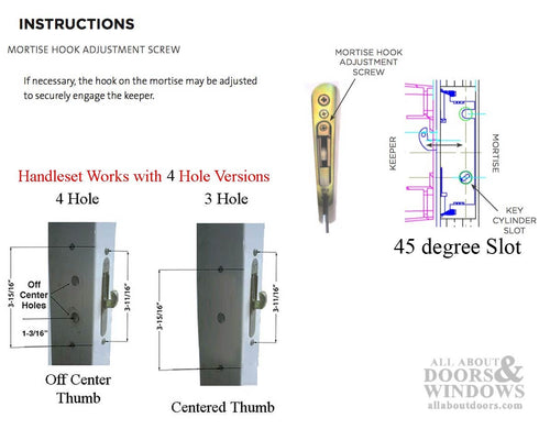 Patio Door Handle Keyed or Non Keyed With Off Center Thumb Turn - Patio Door Handle Keyed or Non Keyed With Off Center Thumb Turn
