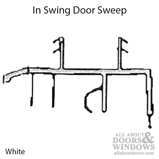 V-5033 Inswing door Sweep, Vinyl, Bottom, 2 Barbs, snap-in, White