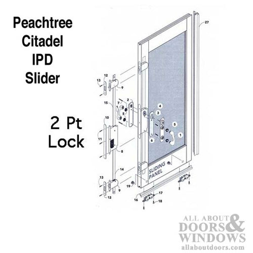 Peachtree Citadel IPD Slider used with a 2 Point Multi-Point Lock Bright Brass - Peachtree Citadel IPD Slider used with a 2 Point Multi-Point Lock Bright Brass