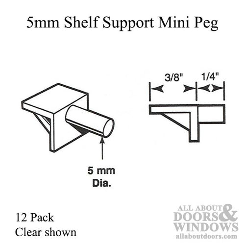 5mm Shelf Support Mini Peg - 12 Pack - 5mm Shelf Support Mini Peg - 12 Pack