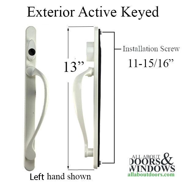 Elevate series, Sliding French Door Handle, Exterior Active Keyed, RH - White - Elevate series, Sliding French Door Handle, Exterior Active Keyed, RH - White