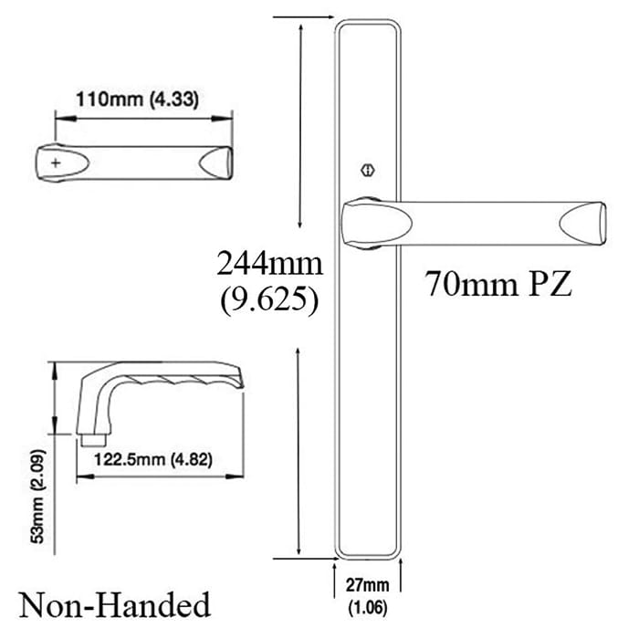 Atrium/Ferco 528 Handle Set 7mm Spindle Long Backplate - Atrium/Ferco 528 Handle Set 7mm Spindle Long Backplate