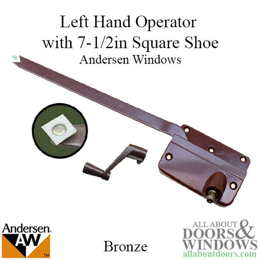 Andersen 7073 A Operator with Handle 7-1/2 Inch Arm Square Shoe, Left Hand - Bronze