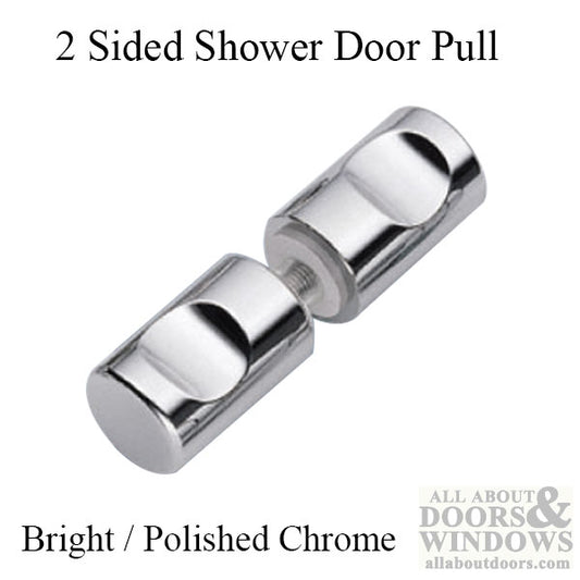 Shower Door Pull, 2 sided - Bright Chrome