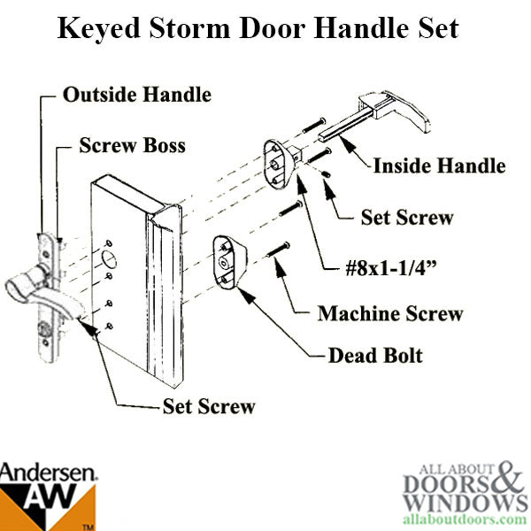 Storm Door Handle-set with Lock - 1-1/2 inch doors - Brass/White - Storm Door Handle-set with Lock - 1-1/2 inch doors - Brass/White