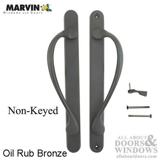 Marvin Active Non-Keyed, Narrow Sliding Door Handle, Center Thumb - Oil Rubbed Bronze