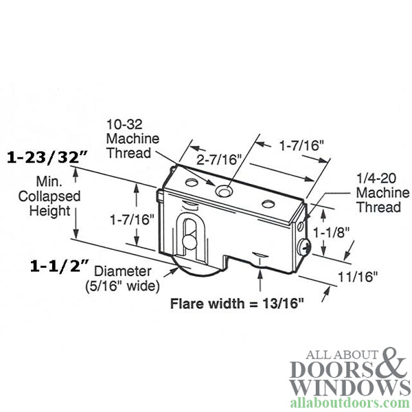 1-1/2  Steel  Wheel Roller Assembly, 11/16 housing - 1-1/2  Steel  Wheel Roller Assembly, 11/16 housing