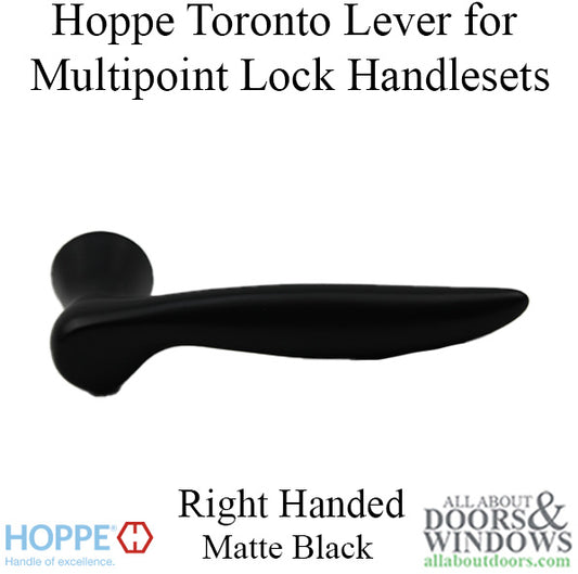 Toronto Lever Handle for Right Handed Multipoint Lock Handlesets - Matte Black