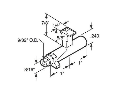 Latch Hook for Sliding Patio Door 1-1/4