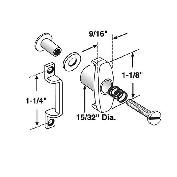 Non-Handed Diecast Latch & Strike Kit with Screws for Sliding Screen Door - Non-Handed Diecast Latch & Strike Kit with Screws for Sliding Screen Door