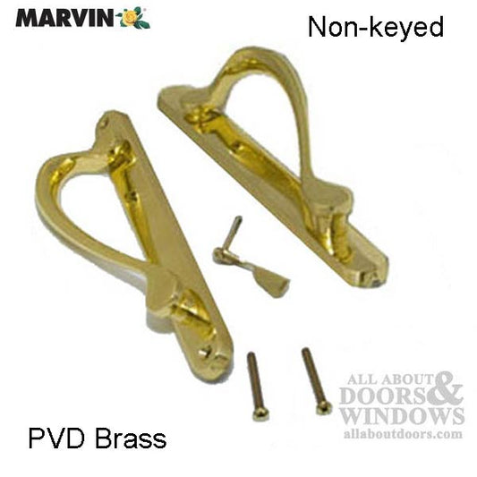 Marvin Active Non-Keyed, Narrow Sliding Door Handle, Center Thumb -  PVD Brass