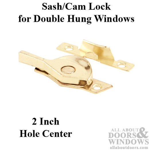 Sash / Cam Lock - Wood Sash Hardware, Diecast / Stamped Steel - Polished Brass