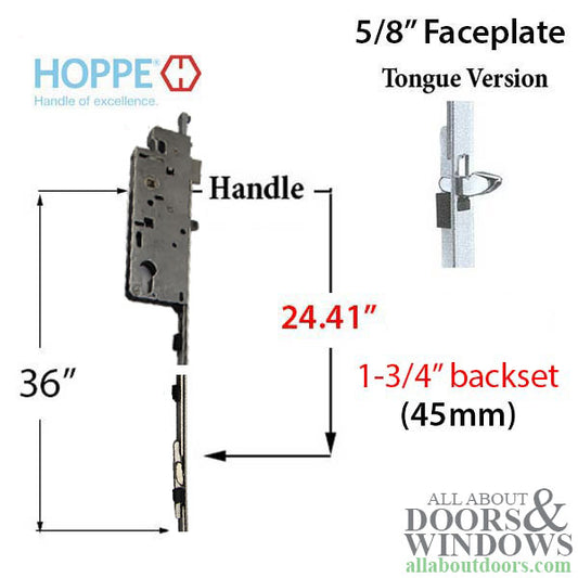 Hoppe 16mm Manual 45/92 Gear, Tongue at 24.41", 1" D/B, 36" HH