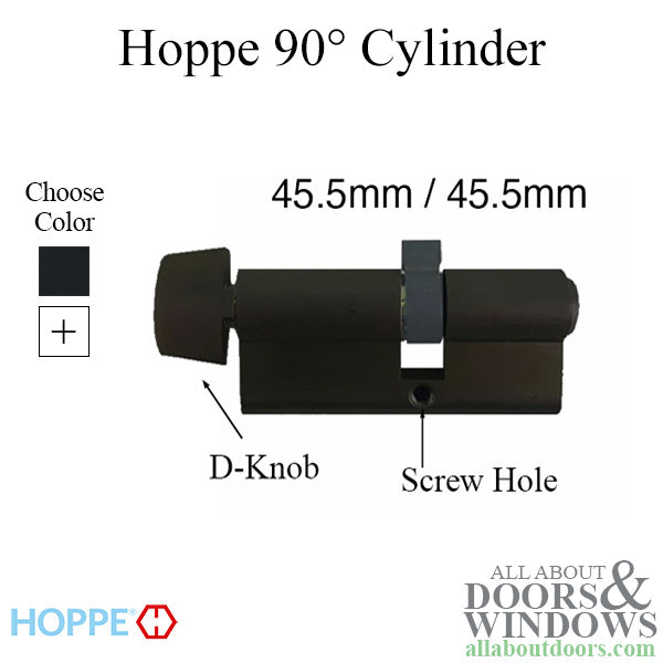 45.5/45.5 Euro profile full cylinder with 90° turn and D-knob - 45.5/45.5 Euro profile full cylinder with 90° turn and D-knob