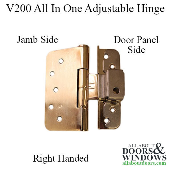 V200 Right Hand All In One Adjustable Hinge, New Style - Choose Finish - V200 Right Hand All In One Adjustable Hinge, New Style - Choose Finish