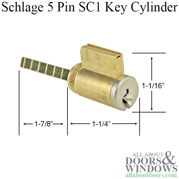 HLS7 Cylinder, Schlage 5 pin SC1 46.5mm tailpiece - Satin Nickel - HLS7 Cylinder, Schlage 5 pin SC1 46.5mm tailpiece - Satin Nickel