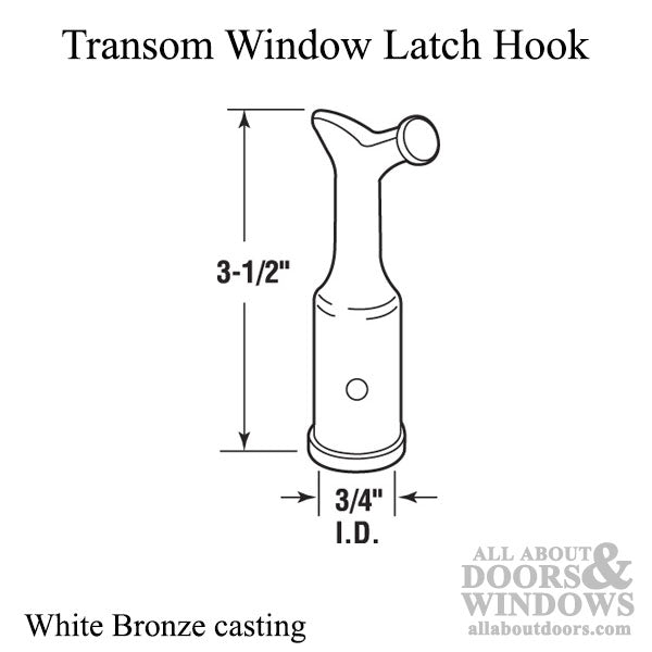 Transom Window Latch Hook in White Bronze Casting - Transom Window Latch Hook in White Bronze Casting