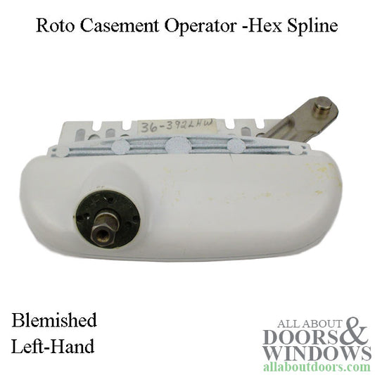 BLEMISHED Roto Casement Operator -Hex Spline, Left Hand- White