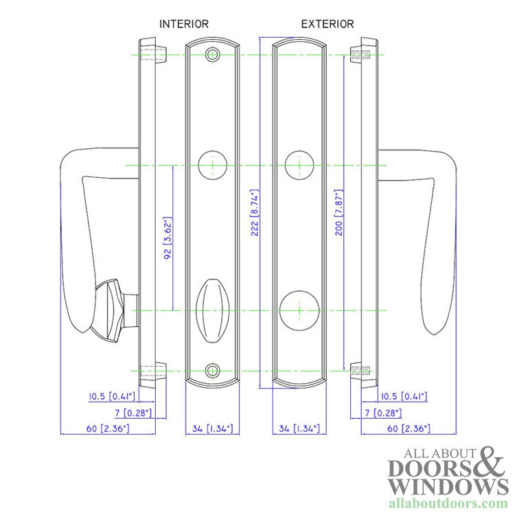 Botticelli Keyed Entry for Winkhaus Sliding Door Hardware Trim Lifetime Bronze - Botticelli Keyed Entry for Winkhaus Sliding Door Hardware Trim Lifetime Bronze
