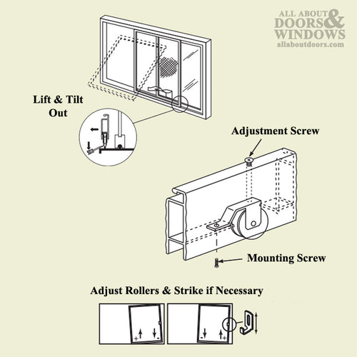 Spring Tension Roller Assembly with 1 Inch Nylon Wheel for MI Sliding Screen Door - Spring Tension Roller Assembly with 1 Inch Nylon Wheel for MI Sliding Screen Door