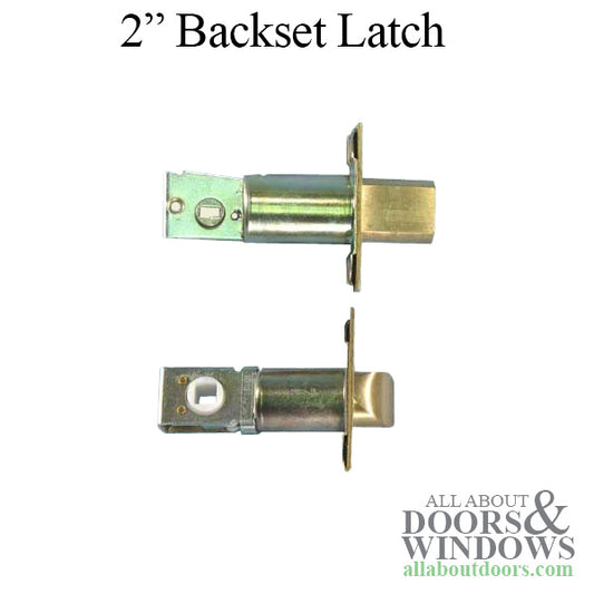 2 inch Backset Deadbolt Latch, Square Face - Brass