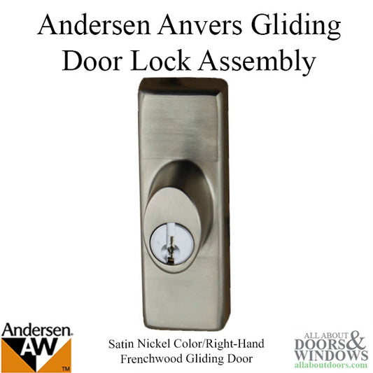 Andersen Window-Frenchwood Gliding Door-Keyed Lock, Anvers - RH - Brushed/Satin Nickel