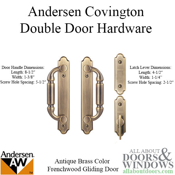 Andersen Frenchwood Gliding Door Trim Hardware, Covington, 4 Panel Interior and Exterior  - Antique Brass - Andersen Frenchwood Gliding Door Trim Hardware, Covington, 4 Panel Interior and Exterior  - Antique Brass