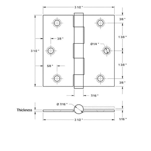 Stainless Steel Residential Hinges Square Corners Pair Choose Finish - Stainless Steel Residential Hinges Square Corners Pair Choose Finish