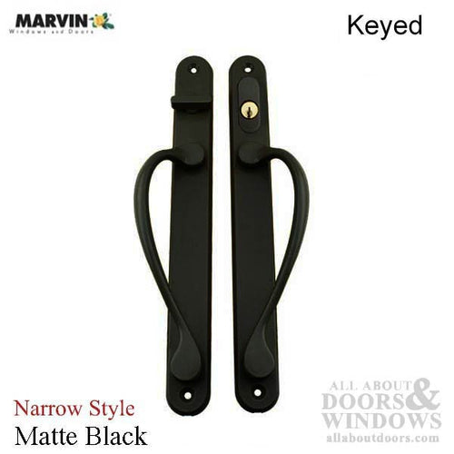 Marvin Narrow Traditional, Keyed Sliding Patio Door Handle - Matte Black - Marvin Narrow Traditional, Keyed Sliding Patio Door Handle - Matte Black