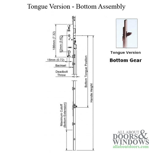 16mm Manual Tongue 45/92 Gear, Tongue @ 26.42 Inch - 16mm Manual Tongue 45/92 Gear, Tongue @ 26.42 Inch