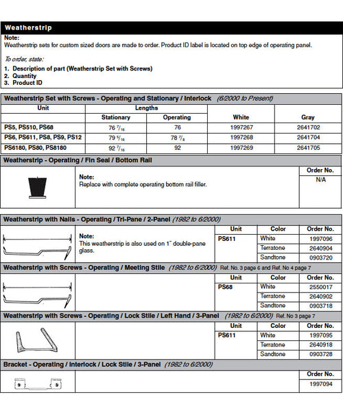 Andersen Window - Perma-Shield Gliding Door - Weather strip,  3 Panel Operating,  Lock Side - LH - Terratone - Andersen Window - Perma-Shield Gliding Door - Weather strip,  3 Panel Operating,  Lock Side - LH - Terratone