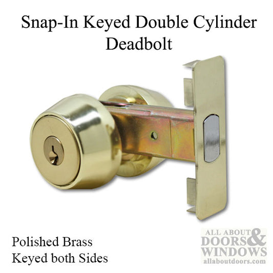 Snap-In Keyed Double Cylinder Deadbolt Lock - Polished Brass