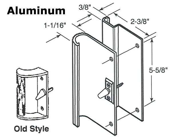 Sliding Patio Door Handle Set with 5-5/8 In. Screw Hole Spacing - Sliding Patio Door Handle Set with 5-5/8 In. Screw Hole Spacing