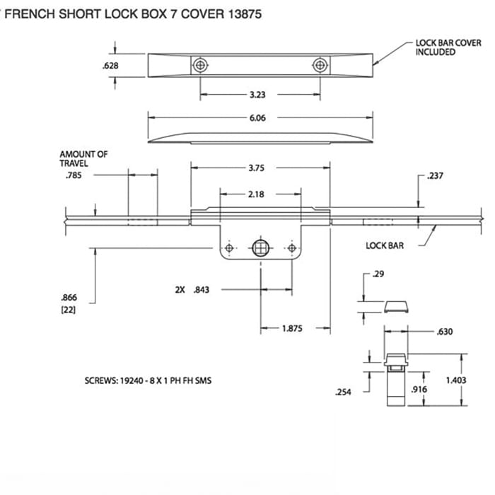 Truth 13875 Short Lock Box for French Casement Push Out Window - ZYD - Truth 13875 Short Lock Box for French Casement Push Out Window - ZYD