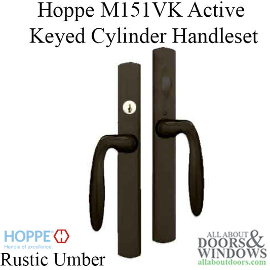 HOPPE HLS 9000 Sliding Door Modern Handle Set with Verona Lever Active Keyed Rustic Umber