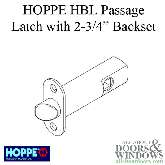 Hoppe HBL Tubular Passage Latch, 2-3/4" (70mm) Backset, Brass Tongue