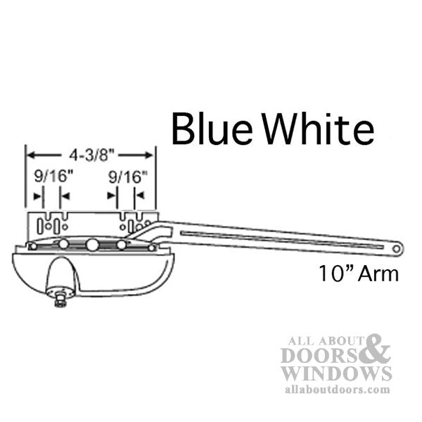 Roto Casement Operator with 10\'\' straight arm, LH - Blue White - Roto Casement Operator with 10\'\' straight arm, LH - Blue White